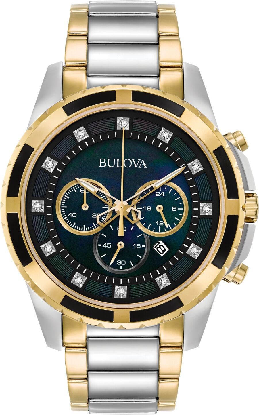 Bulova Men's Chronograph Diamond Accent Two-Tone Stainless Steel Bracelet Watch 44mm 98D132