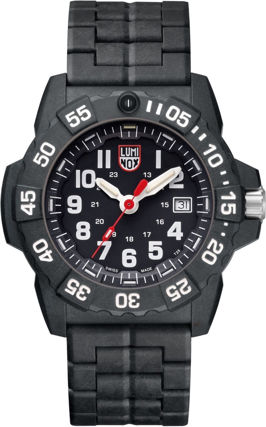 Luminox 3502 Navy Seal Watch, Carbon Link Bracelet - Black