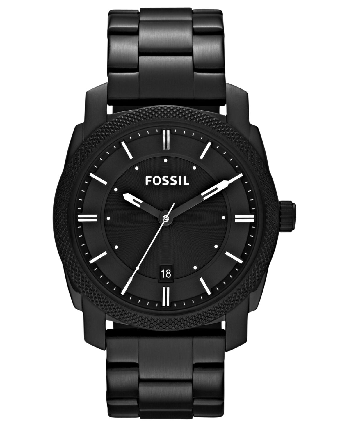Fossil Men's Machine Black Tone Stainless Steel Bracelet Watch 42mm - Black