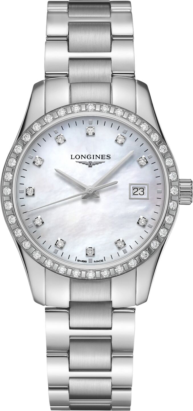 Longines Women's Swiss Conquest Classic Diamond (5/8 ct. t.w.) Stainless Steel Bracelet Watch 34mm