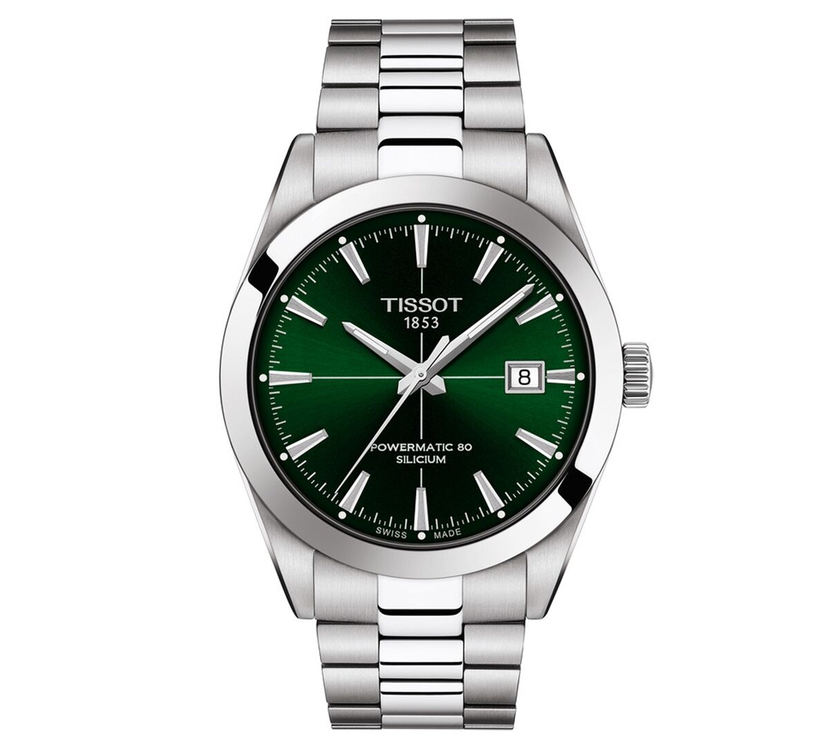 Tissot Men's Swiss Automatic Gentleman Powermatic 80 Silicium Stainless Steel Bracelet Watch 40mm - Green