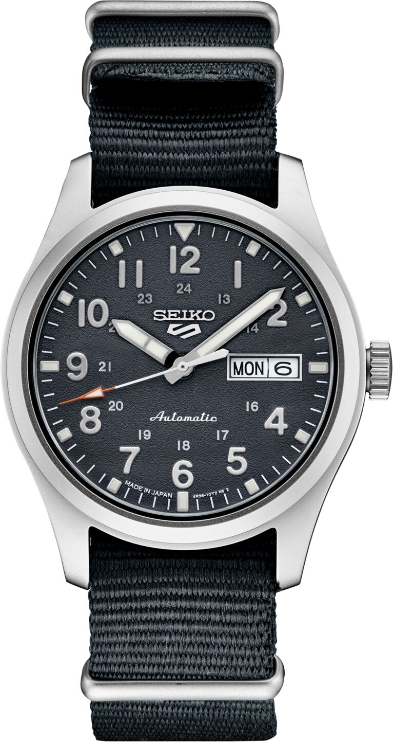 Seiko Men's Automatic 5 Sports Gray Nylon Strap Watch 43mm - Gray