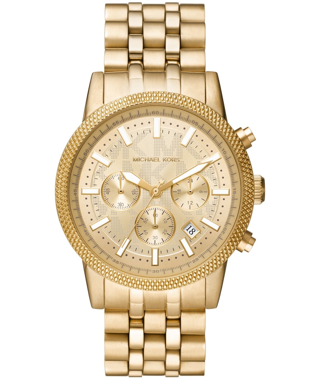 Michael Kors Men's Hutton Chronograph Gold-Tone Stainless Steel Bracelet Watch 43mm - Gold-Tone