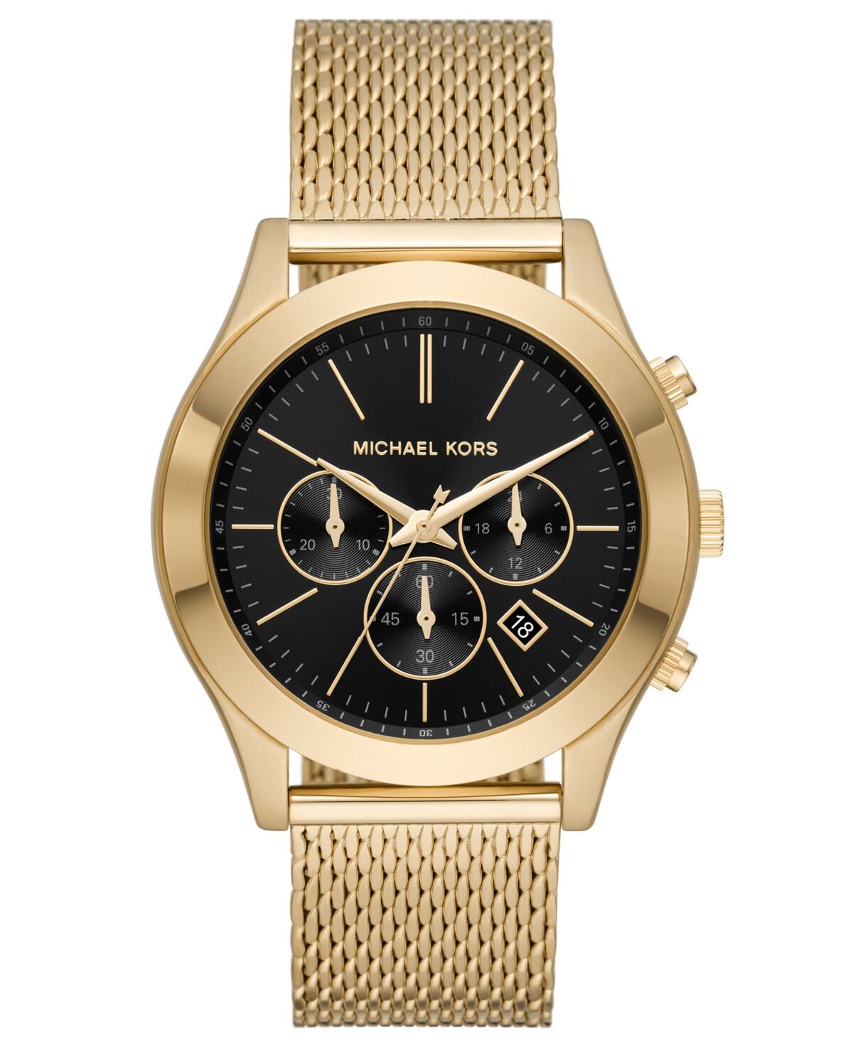 Michael Kors Men's Slim Runway Chronograph Gold-Tone Stainless Steel Mesh Bracelet Watch 44mm - Gold-Tone
