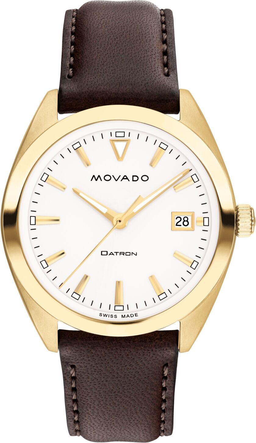 Movado Men's Heritage Datron Swiss Quartz Chocolate Genuine Leather Strap Watch 39mm - Brown