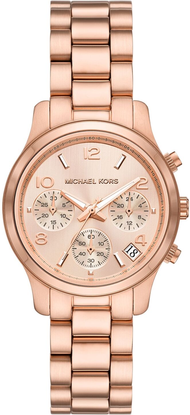 Michael Kors Women's Runway Chronograph Rose Gold-Tone Stainless Steel Bracelet Watch, 34mm - Rose Gold