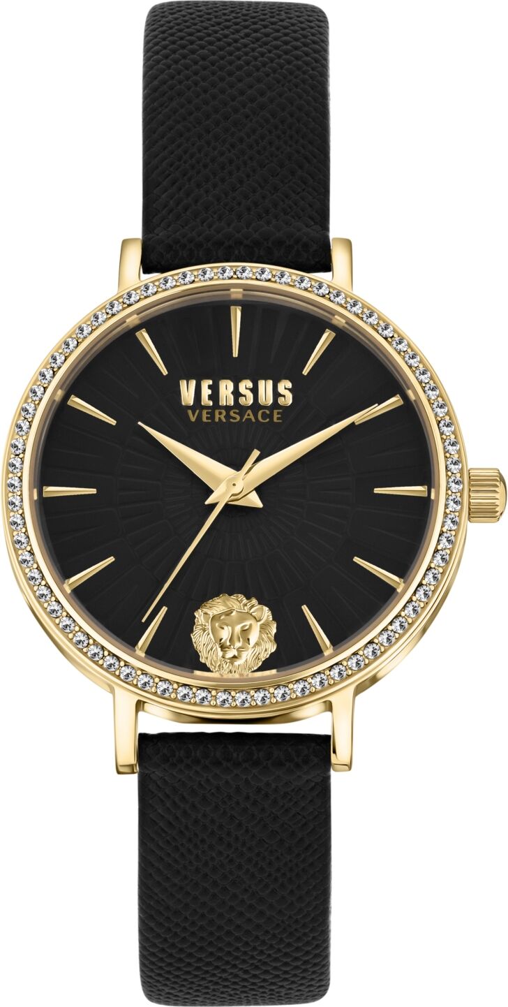 Versace Versus Versace Women's Mar Vista Black Leather Strap Watch 34mm - Gold