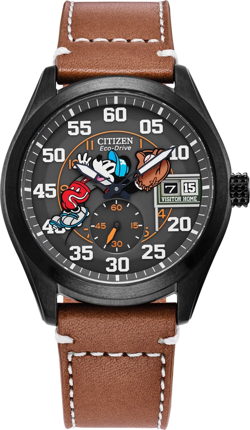 Citizen Eco-Drive Men's Disney Mickey Mouse Brown Leather Strap Watch 43mm - Brown