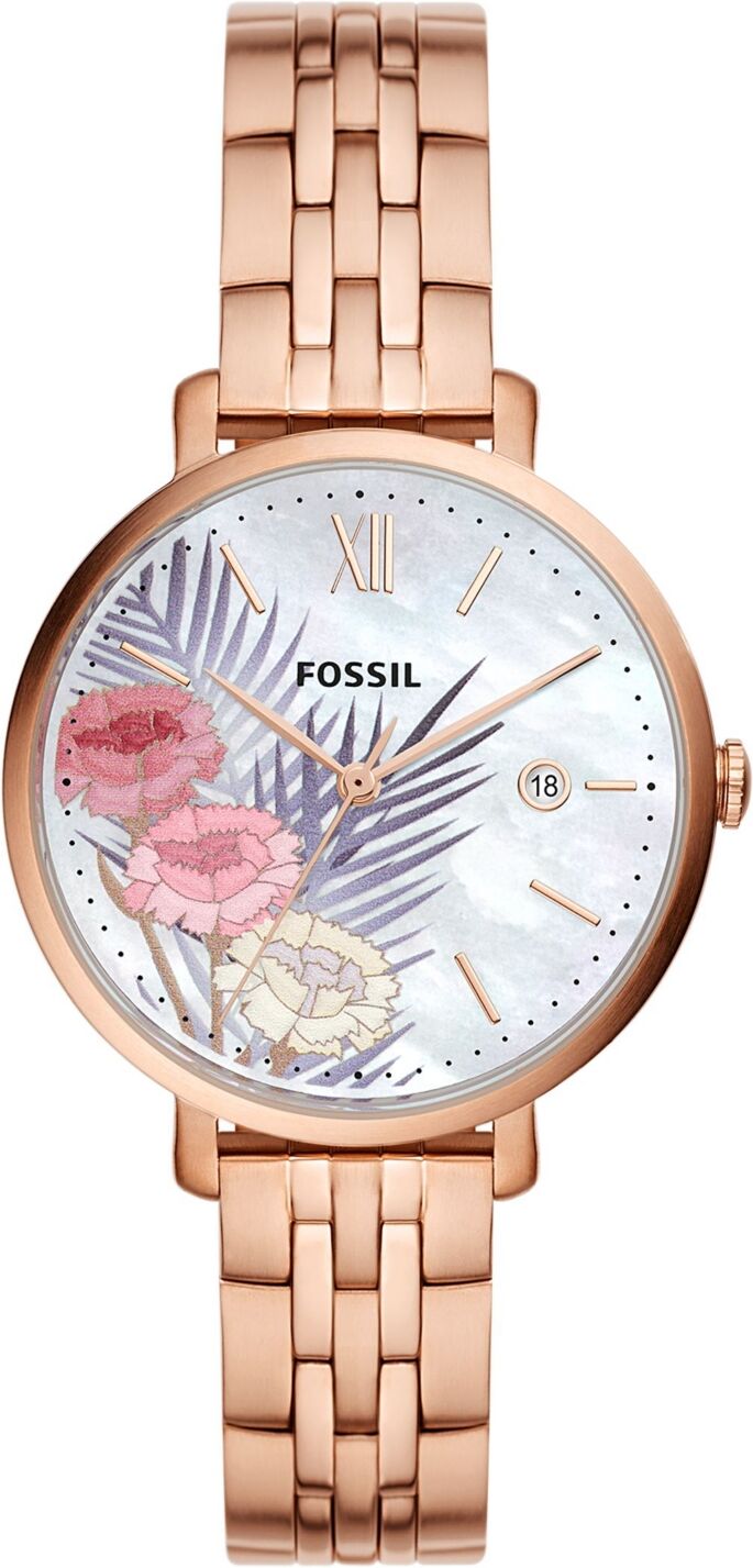 Fossil Women's Jacqueline Three-Hand Date Rose Gold-Tone Stainless Steel Watch 36mm - Rose Gold Tone