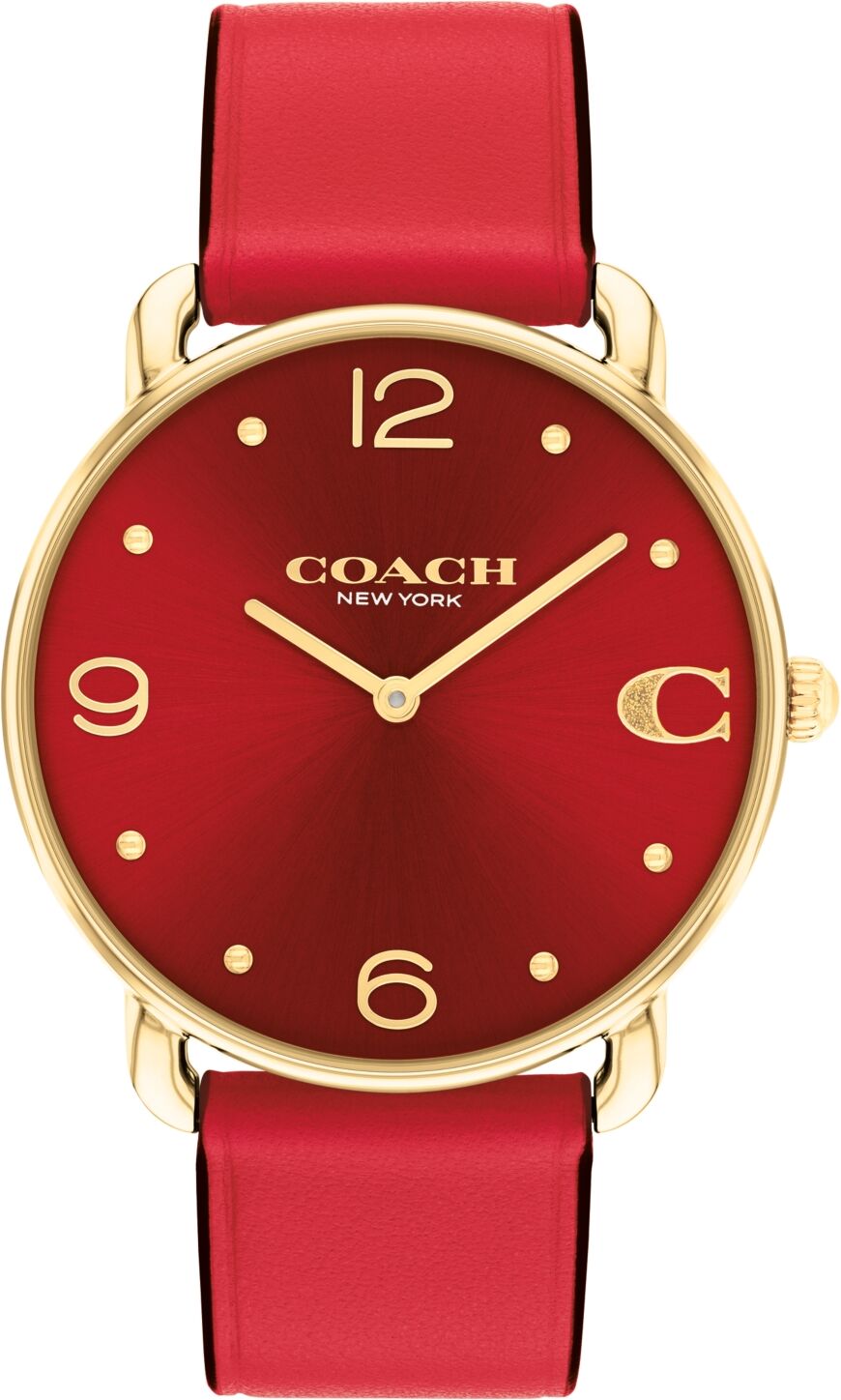 Coach Women's Elliot Red Leather Strap Watch 36mm - Red