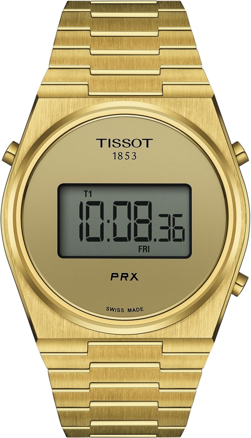 Tissot Men's Digital Prx Gold Pvd Stainless Steel Bracelet Watch 40mm - Gold