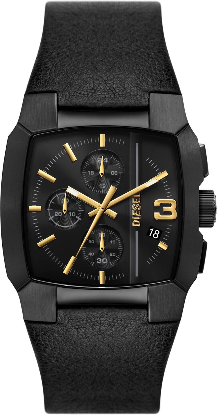 Diesel Men's Cliffhanger Chronograph Black Leather Watch 40mm - Black