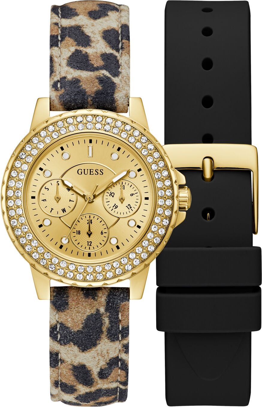 Guess Women's Multi-Function Multicolor Genuine Leather Watch 36mm Gift Set - Multicolor