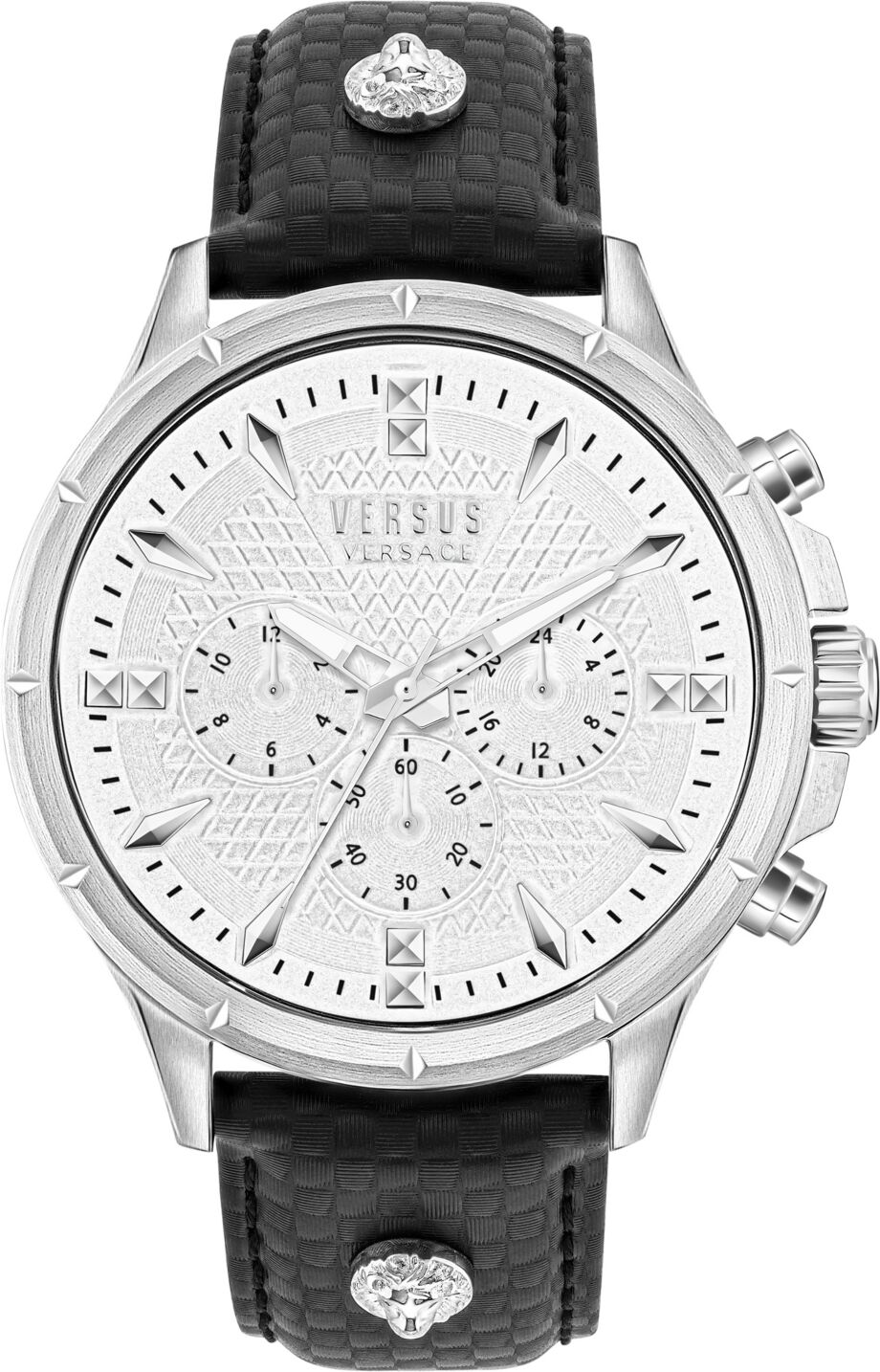 Versace Versus Versace Men's Chrono Lion Modern Multifunction Black Leather Watch 45mm - Black