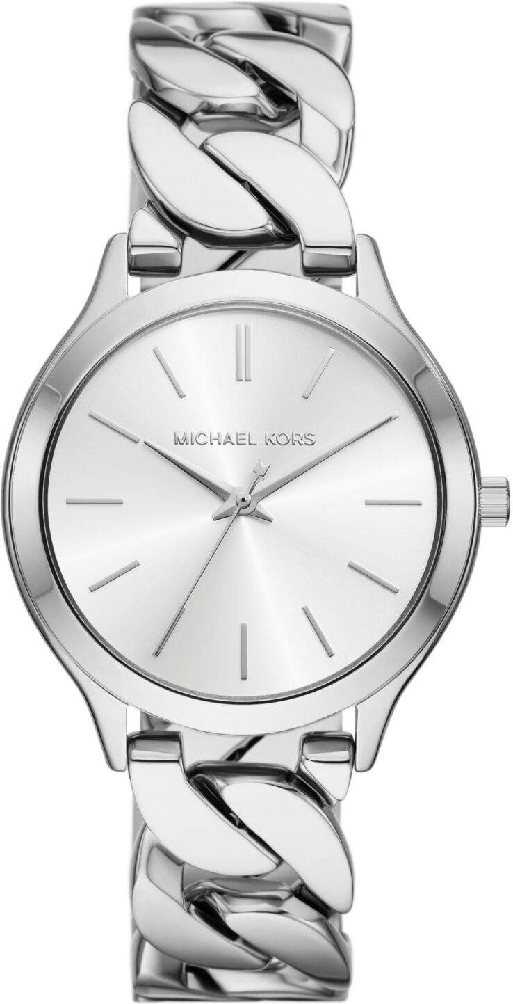 Michael Kors Women's Slim Runway Three-Hand Silver-Tone Stainless Steel Watch 38mm - Silver-Tone