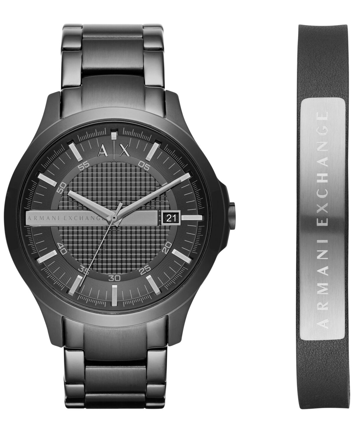 A|x Armani Exchange Men's Black Stainless Steel Bracelet Watch Gift Set 46mm - Black