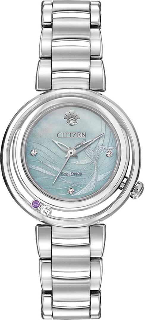 Citizen Disney by Citizen Ariel Diamond-Accent Stainless Steel Bracelet Watch 30mm - Silver-tone