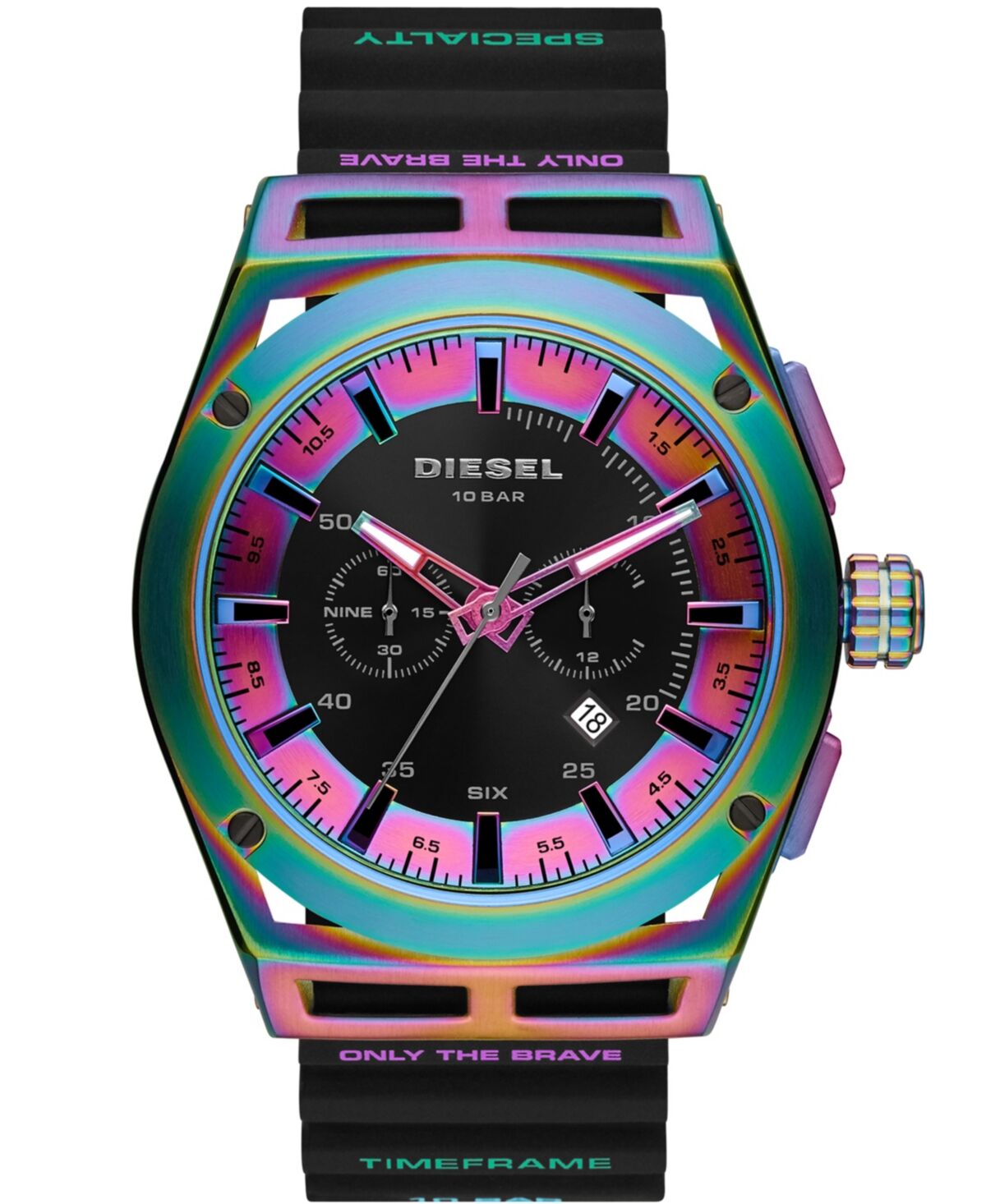 Diesel Men's Timeframe Chronograph Black Silicone Strap Watch 48mm - Black