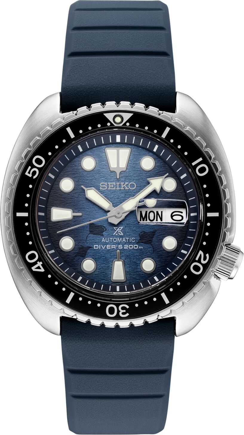 Seiko Men's Automatic Prospex Diver Dark Blue Silicone Strap Watch 45mm - Blue