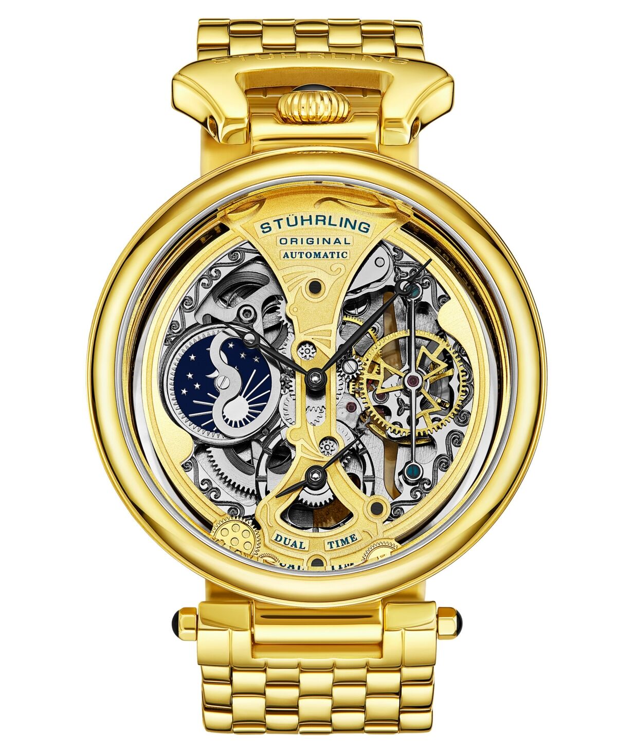 Stuhrling Men's Automatic Gold-Tone Link Bracelet Watch 46mm - Yellow
