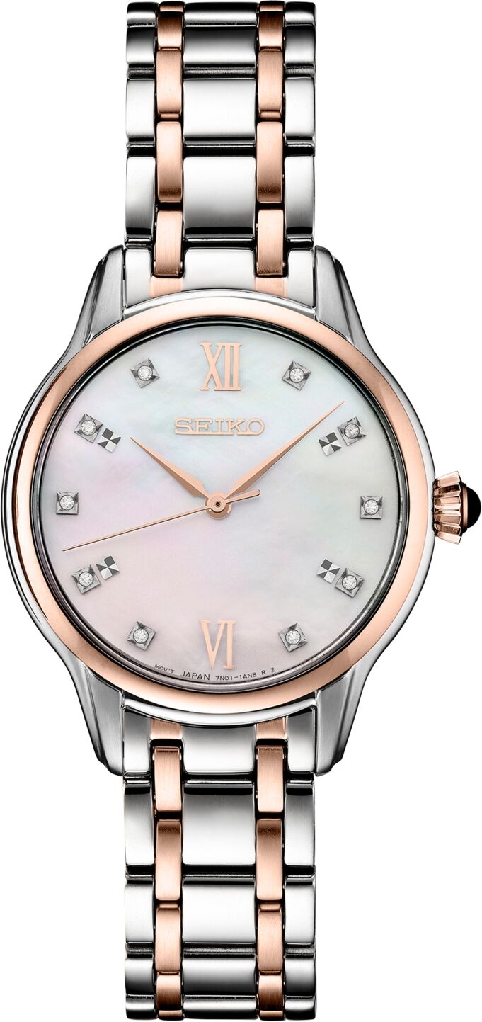 Seiko Women's Diamond (1/10 ct. t.w.) Two-Tone Stainless Steel Bracelet Watch 30mm - White