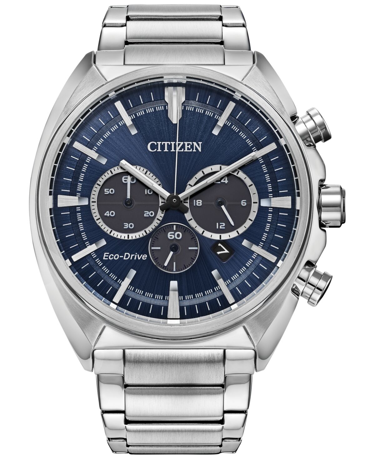 Citizen Men's Chronograph Eco Drive Sport Stainless Steel Bracelet Watch 45mm, Created for Macy's - Silver-tone