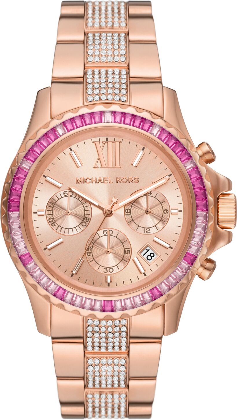 Michael Kors Women's Everest Chronograph Rose Gold-Tone Stainless Steel Bracelet Watch 42mm - Rose Gold-Tone