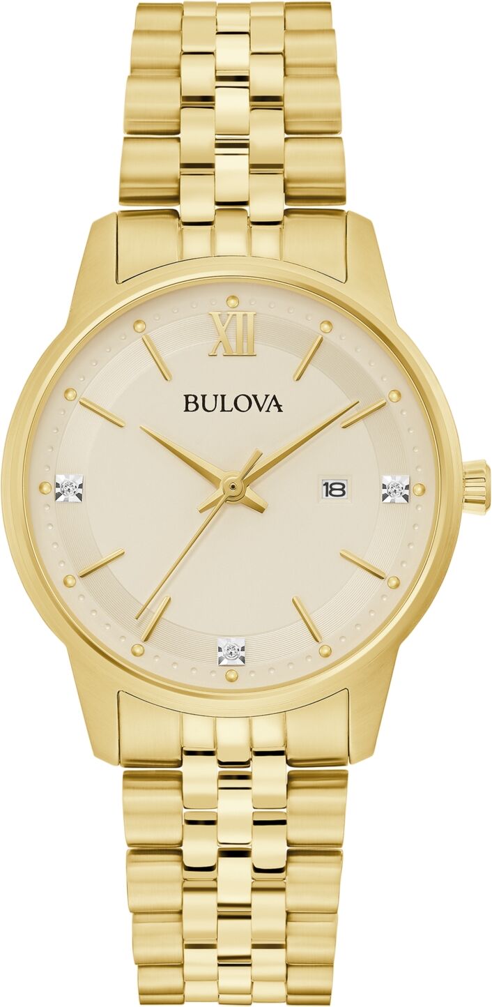 Bulova Women's Classic Diamond Accent Gold-Tone Stainless Steel Bracelet Watch 32mm - Gold-tone