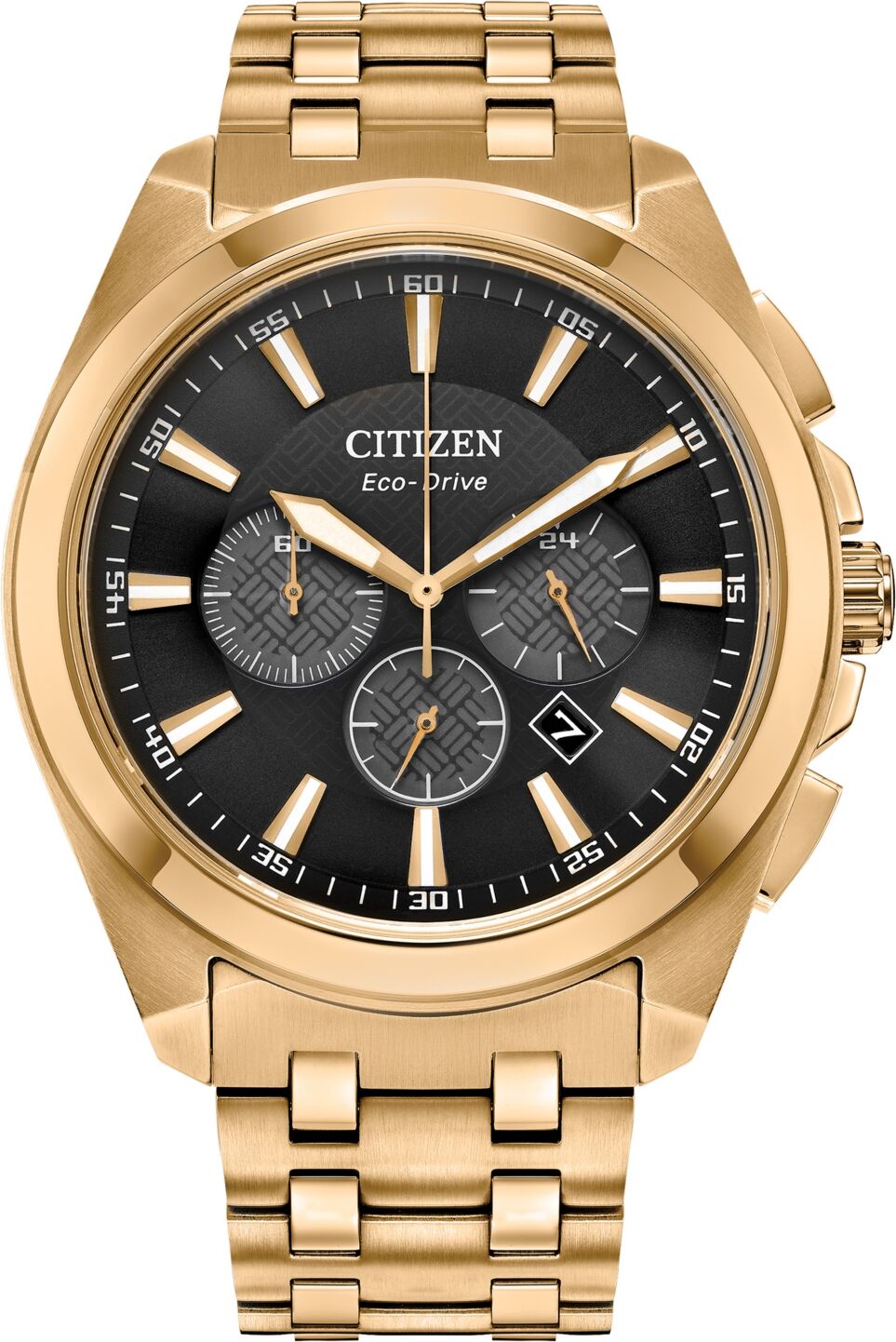 Citizen Eco-Drive Men's Chronograph Classic Gold-Tone Stainless Steel Bracelet Watch 41mm - Black