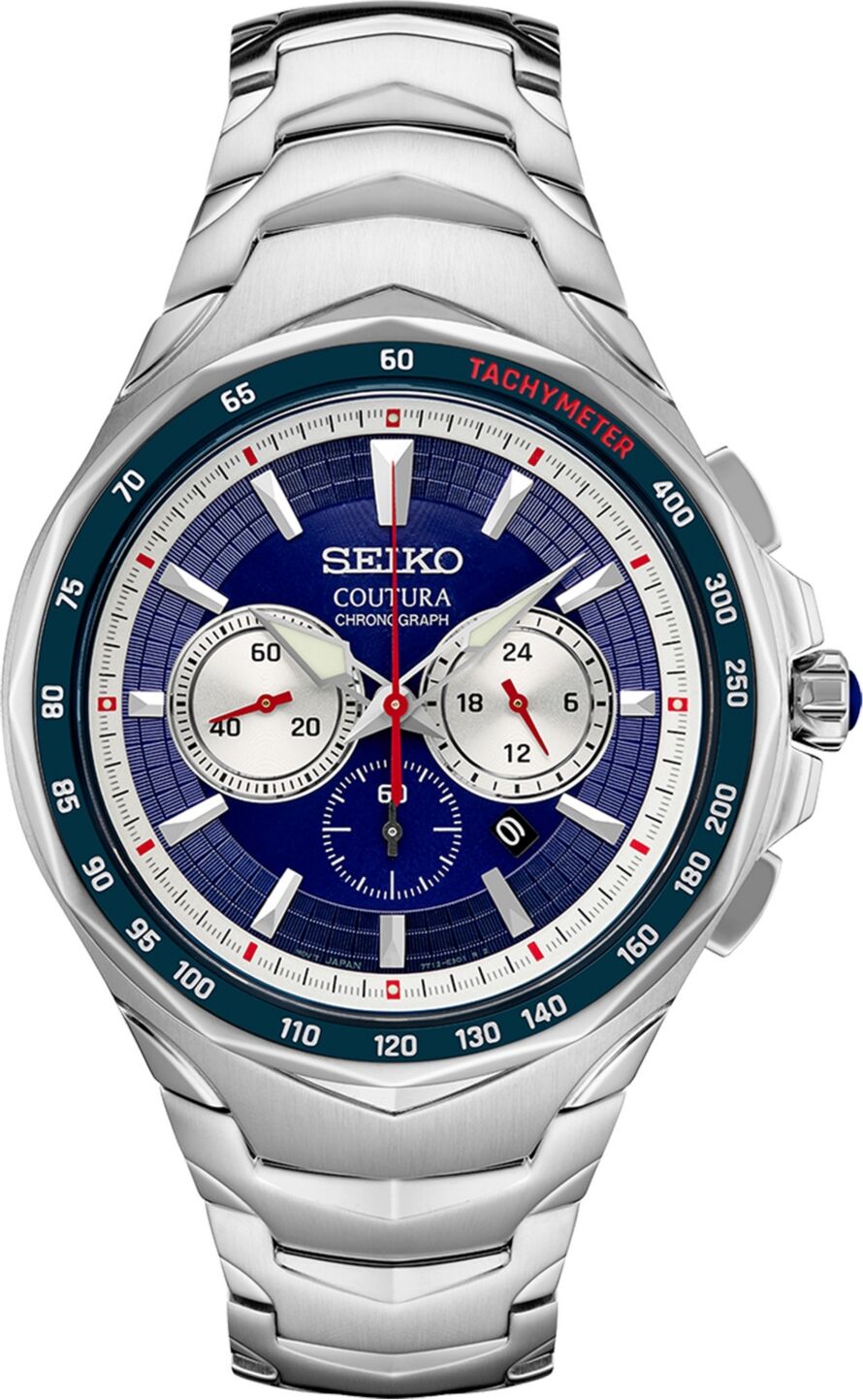 Seiko Men's Chronograph Coutura Stainless Steel Bracelet Watch 46mm - Blue