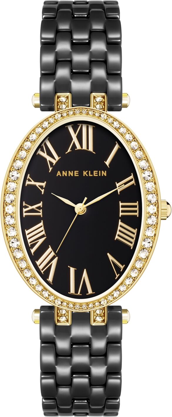 Anne Klein Women's Three-Hand Quartz Black Ceramic Bracelet Watch, 27mm - Gold-Tone, Black