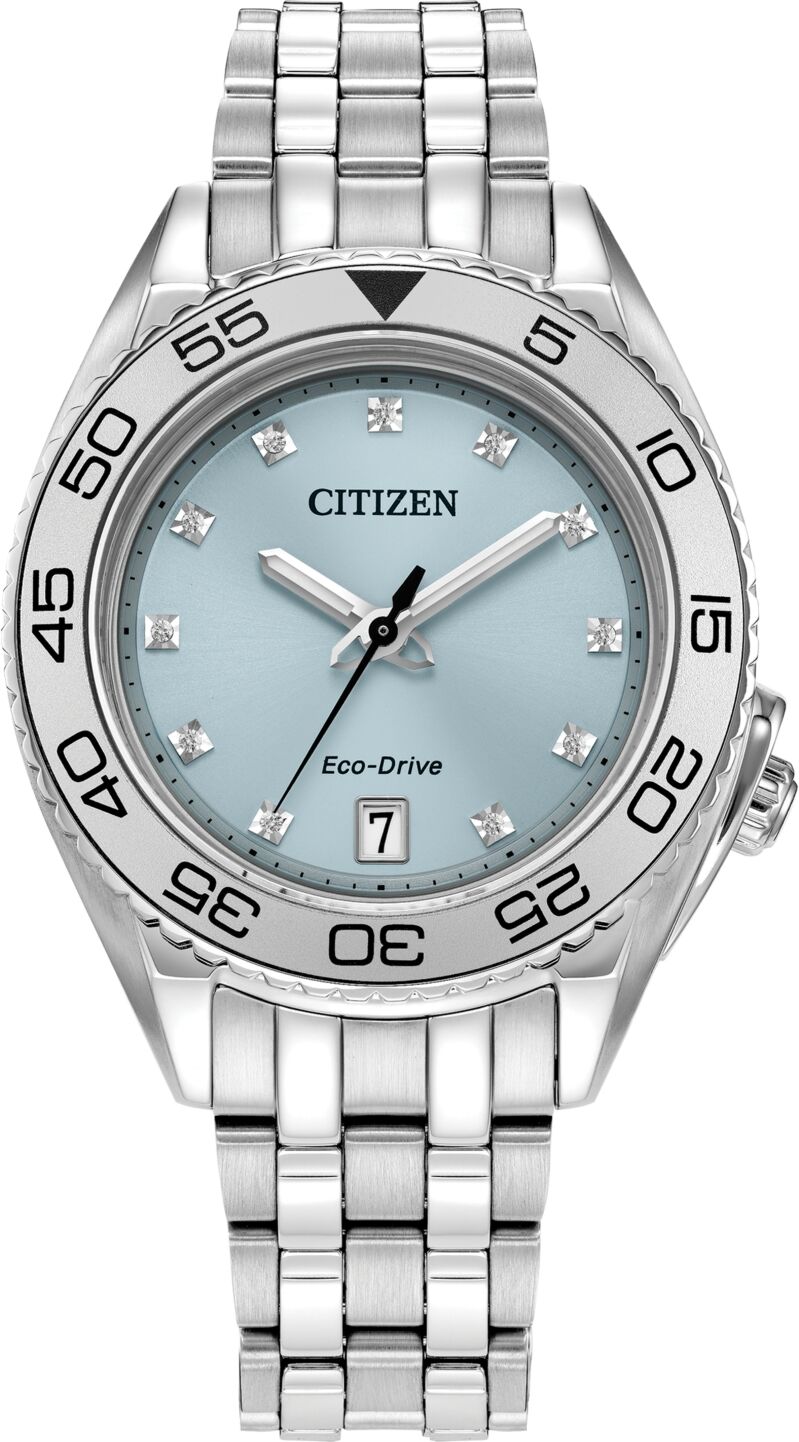 Citizen Eco-Drive Women's Sport Luxury Diamond Accent Stainless Steel Bracelet Watch 35mm - Silver-tone