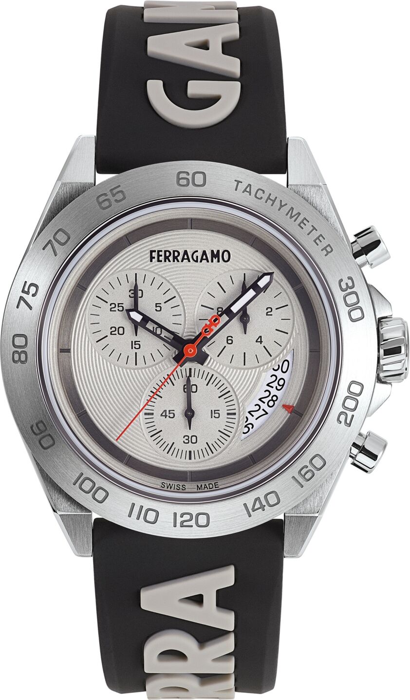 Salvatore Ferragamo Men's Swiss Chronograph Urban Gray & Black Silicone Strap Watch 43mm - Stainless Steel