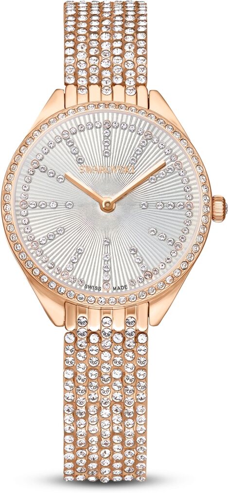 Swarovski Women's Quartz Attract Rose Gold-Tone Metal Watch, Swiss Made 30mm - Pink