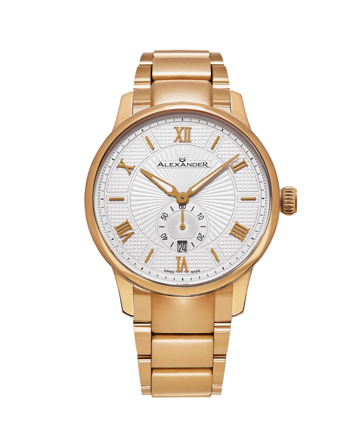 Alexander Men's Regalia Rose-Gold Stainless Steel , Silver-Tone Dial , 42mm Round Watch - Rose-gold
