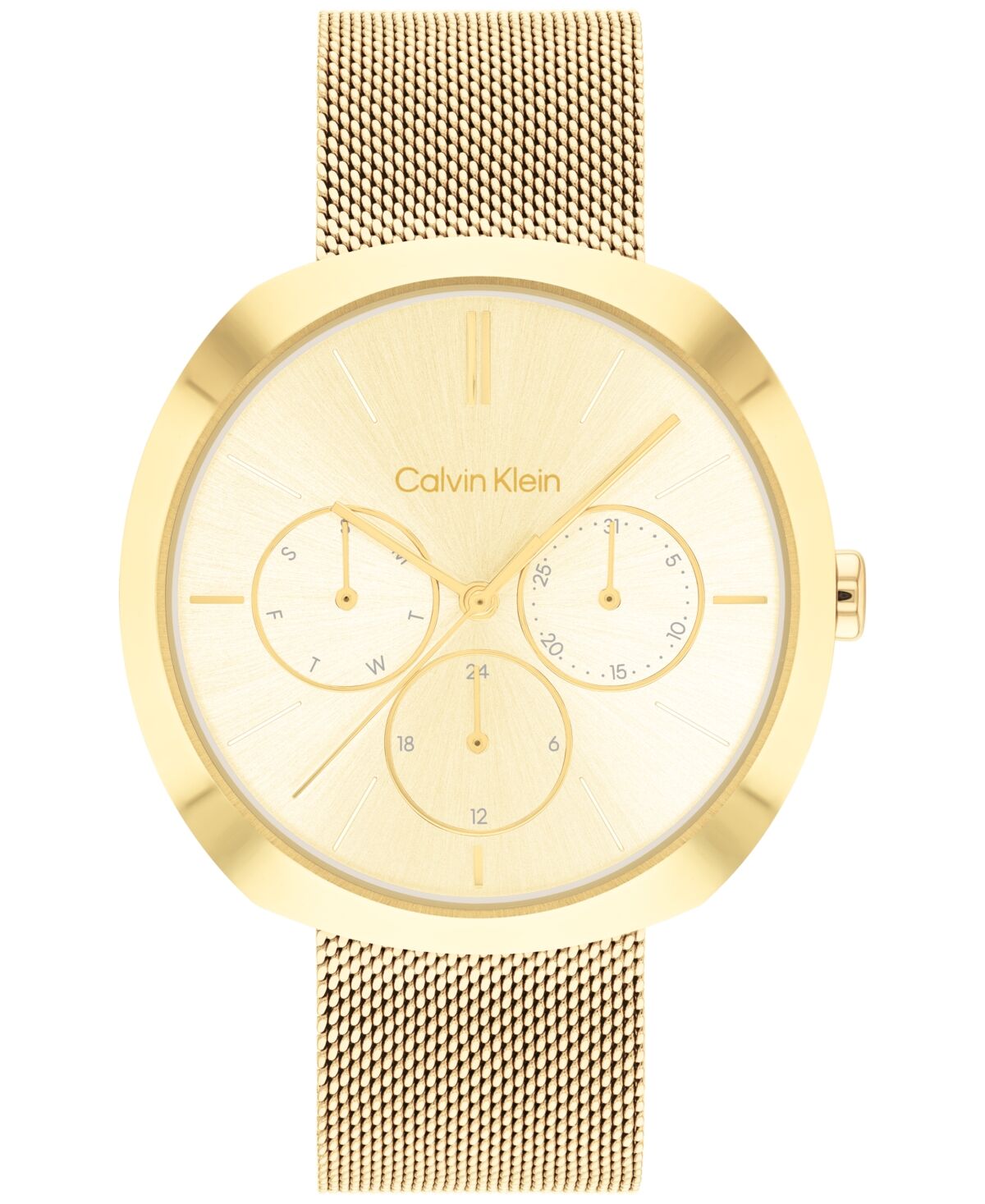 Calvin Klein Women's Multifunction Gold-Tone Stainless Steel Mesh Bracelet Watch 38mm - Gold