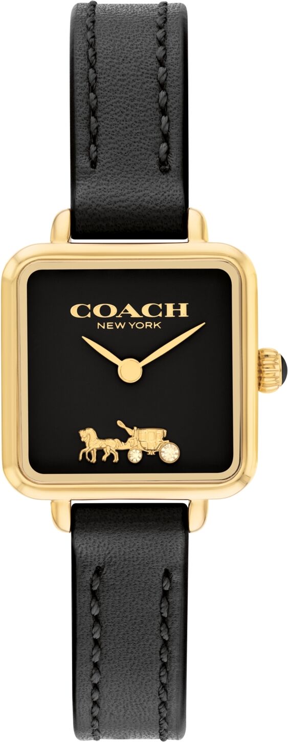 Coach Women's Cass Signature Horse and Carriage Black Leather Strap Watch, 22mm - Black