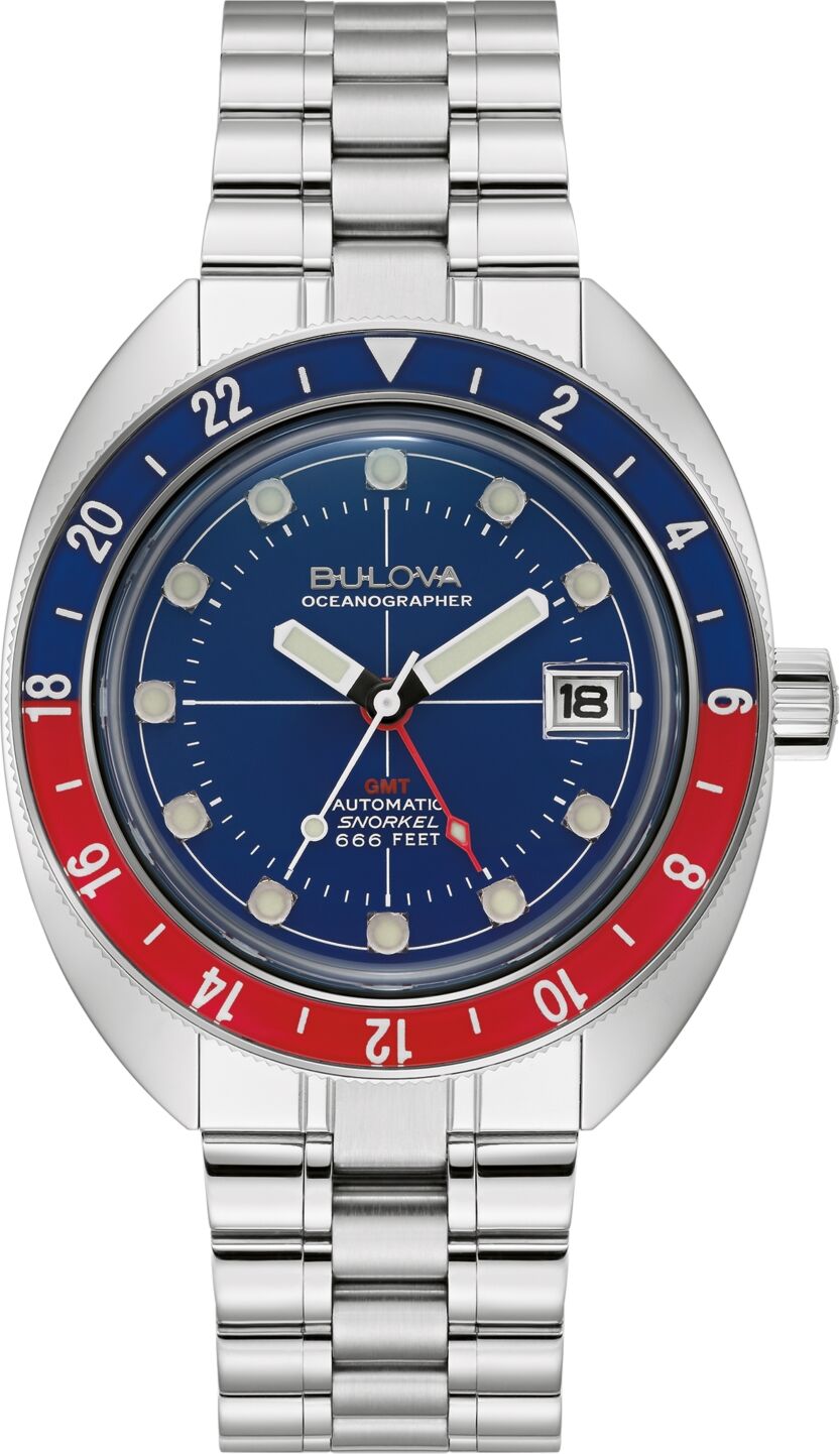 Bulova Men's Automatic Oceanographer Gmt Stainless Steel Bracelet Watch 41mm - Silver