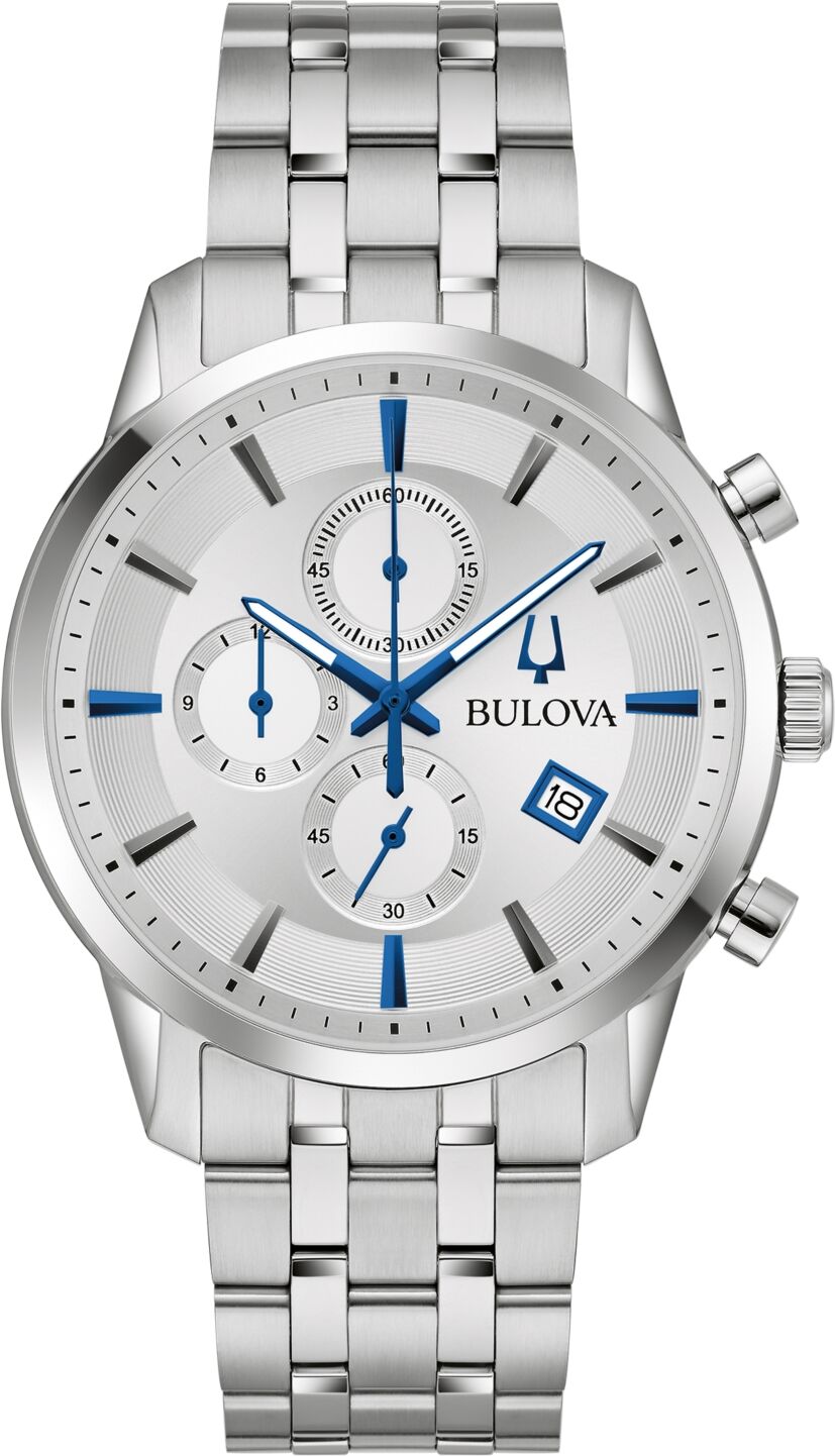 Bulova Men's Chronograph Classic Sutton Stainless Steel Bracelet Watch 41mm - Silver