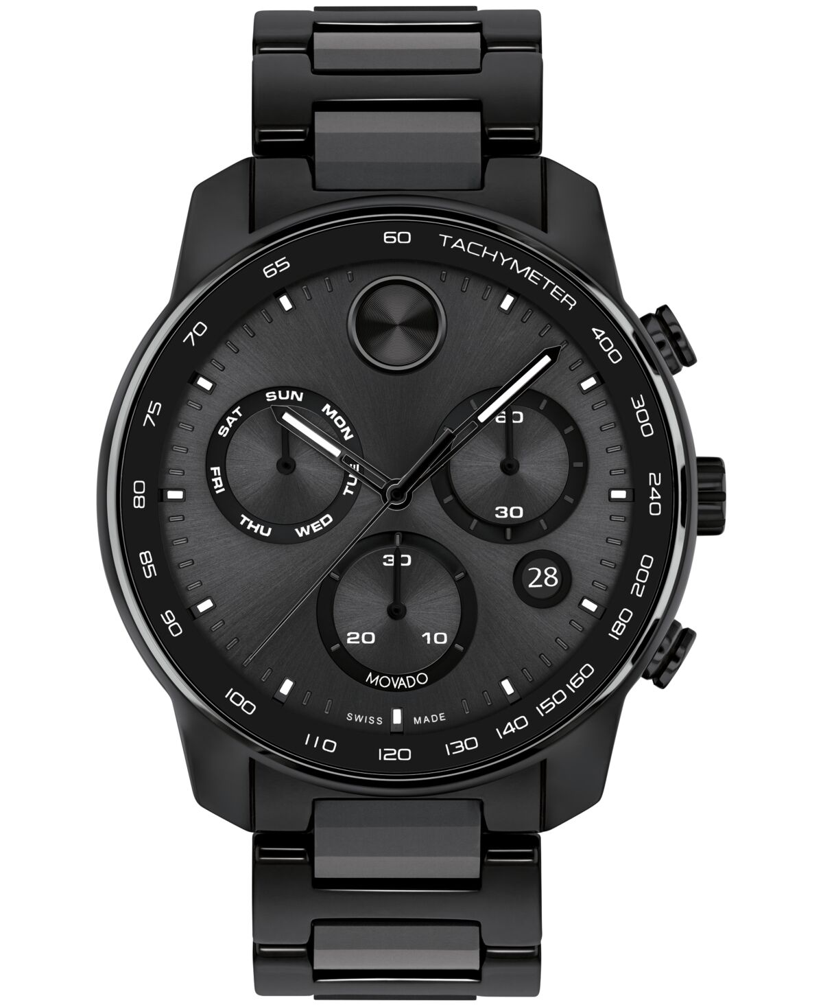 Movado Men's Bold Verso Swiss Quartz Chrono Black Ceramic Watch 44mm - Black