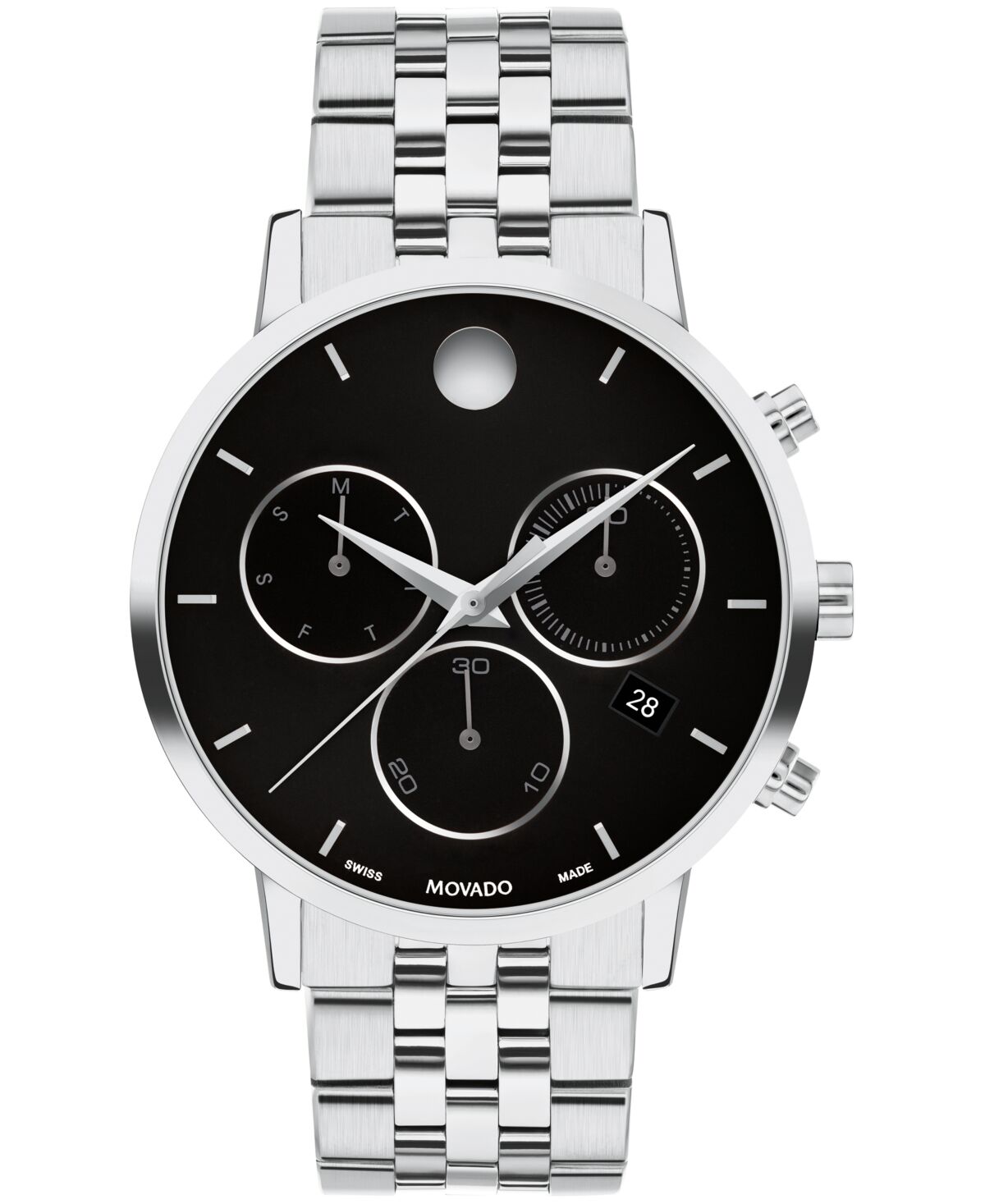 Movado Men's Museum Classic Swiss Quartz Chrono Silver Tone Stainless Steel Watch 42mm - Silver-Tone