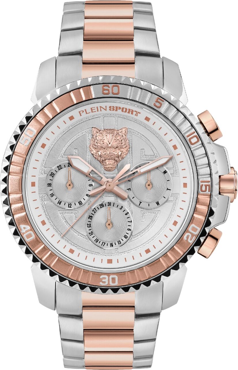 Plein Sport Men's Chronograph Date Quartz Powerlift Rose Gold-Tone and Silver-Tone Stainless Steel Bracelet Watch 45mm - Two-Tone