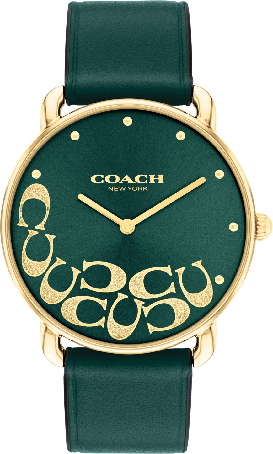 Coach Women's Elliot Green Leather Watch 36mm - Green