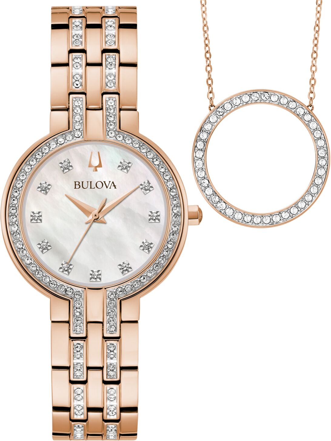 Bulova Women's Classic Crystal Rose Gold-Tone Bracelet Watch Box Set 30mm - Rose Gold