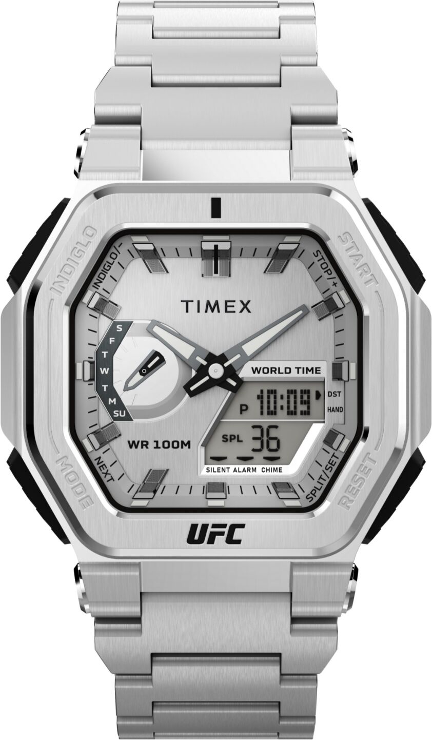 Timex Ufc Men's Colossus Analog-Digital Silver-Tone Stainless Steel Watch, 45mm - Silver-Tone