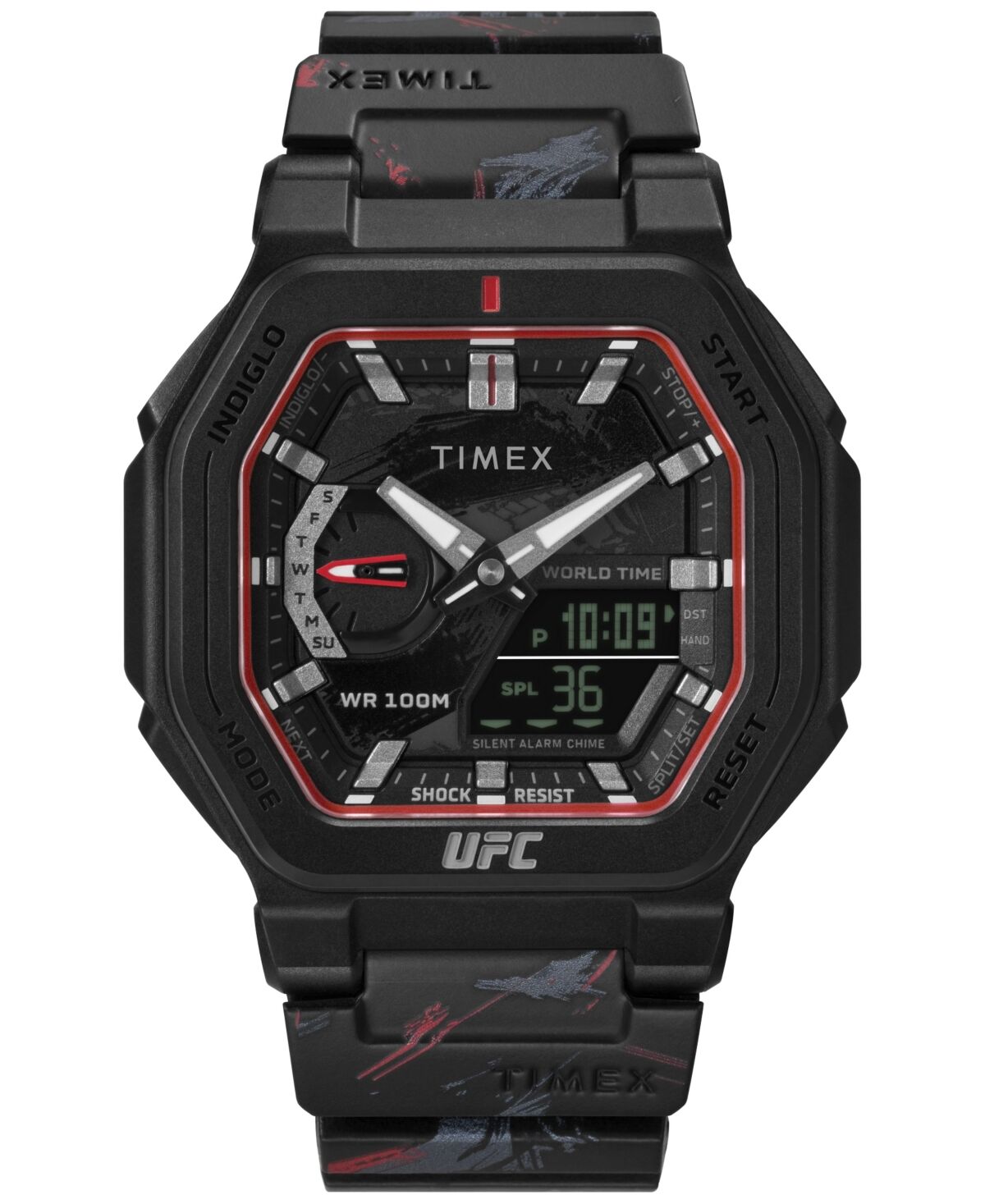 Timex Ufc Men's Colossus Analog-Digital Black Polyurethane Watch, 45mm - Black