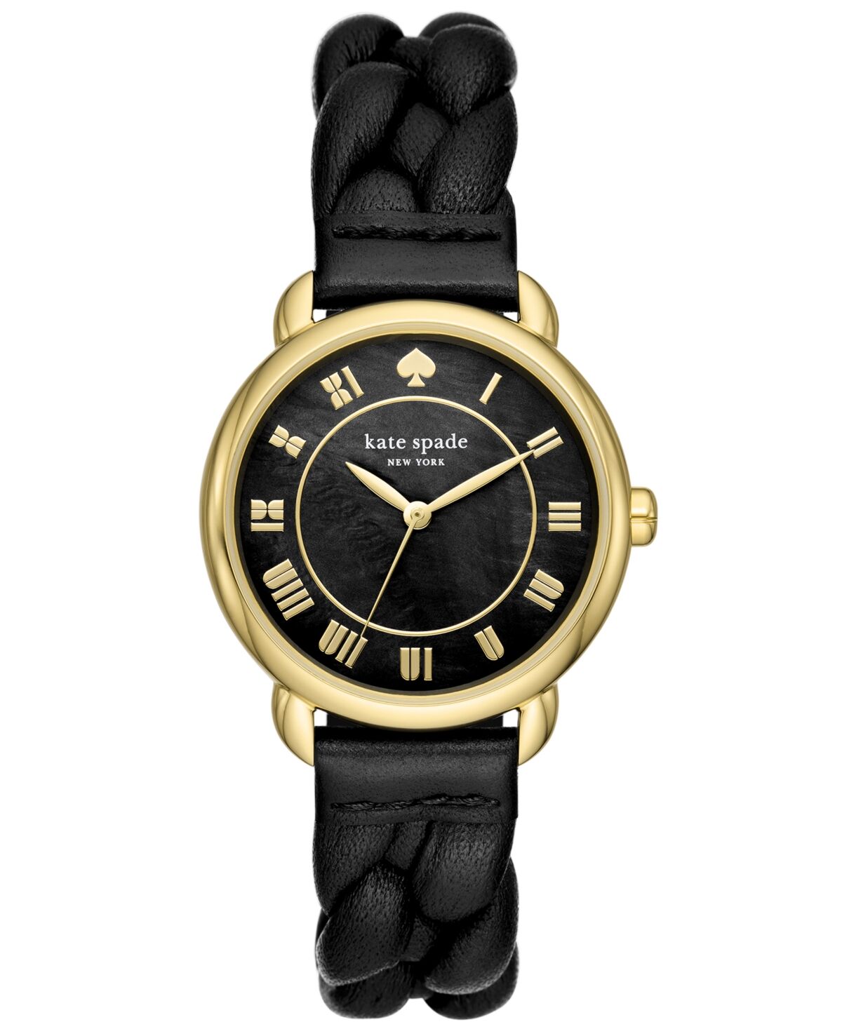 kate spade new york Women's Lily Avenue Three Hand Black Leather Watch 34mm - Black