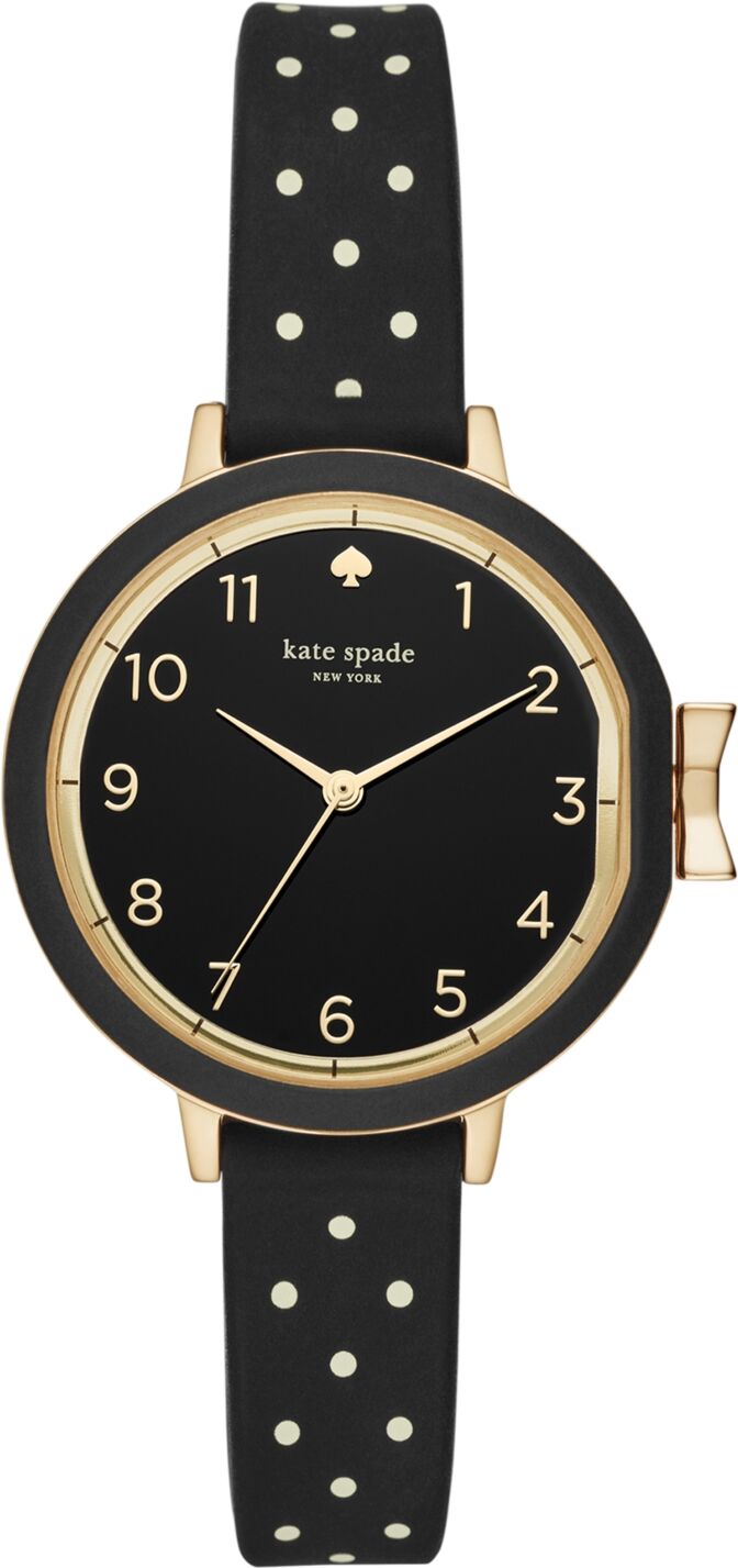 kate spade new york Women's Park Row Black Dot Silicone Strap Watch 34mm - Black