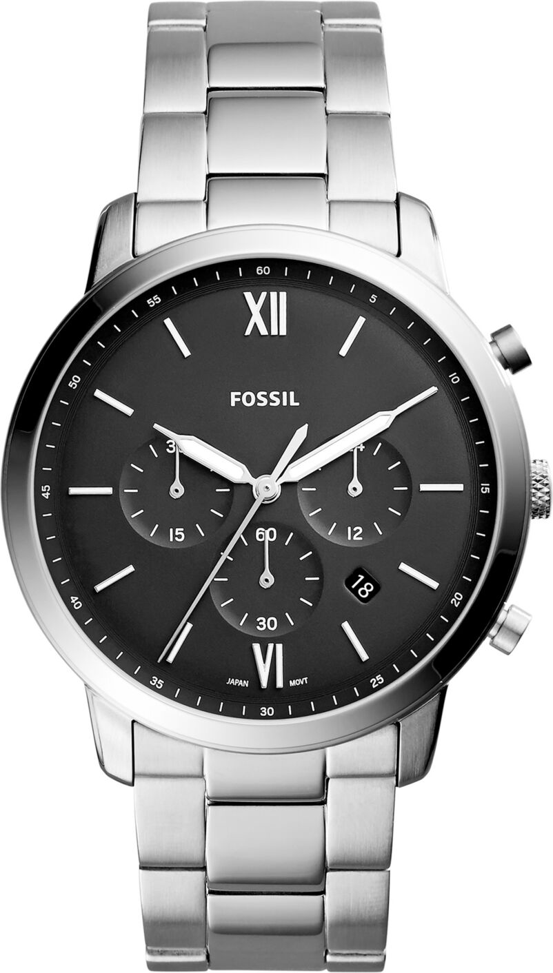 Fossil Men's Neutra Chronograph Stainless Steel Bracelet Watch 44mm - Silver