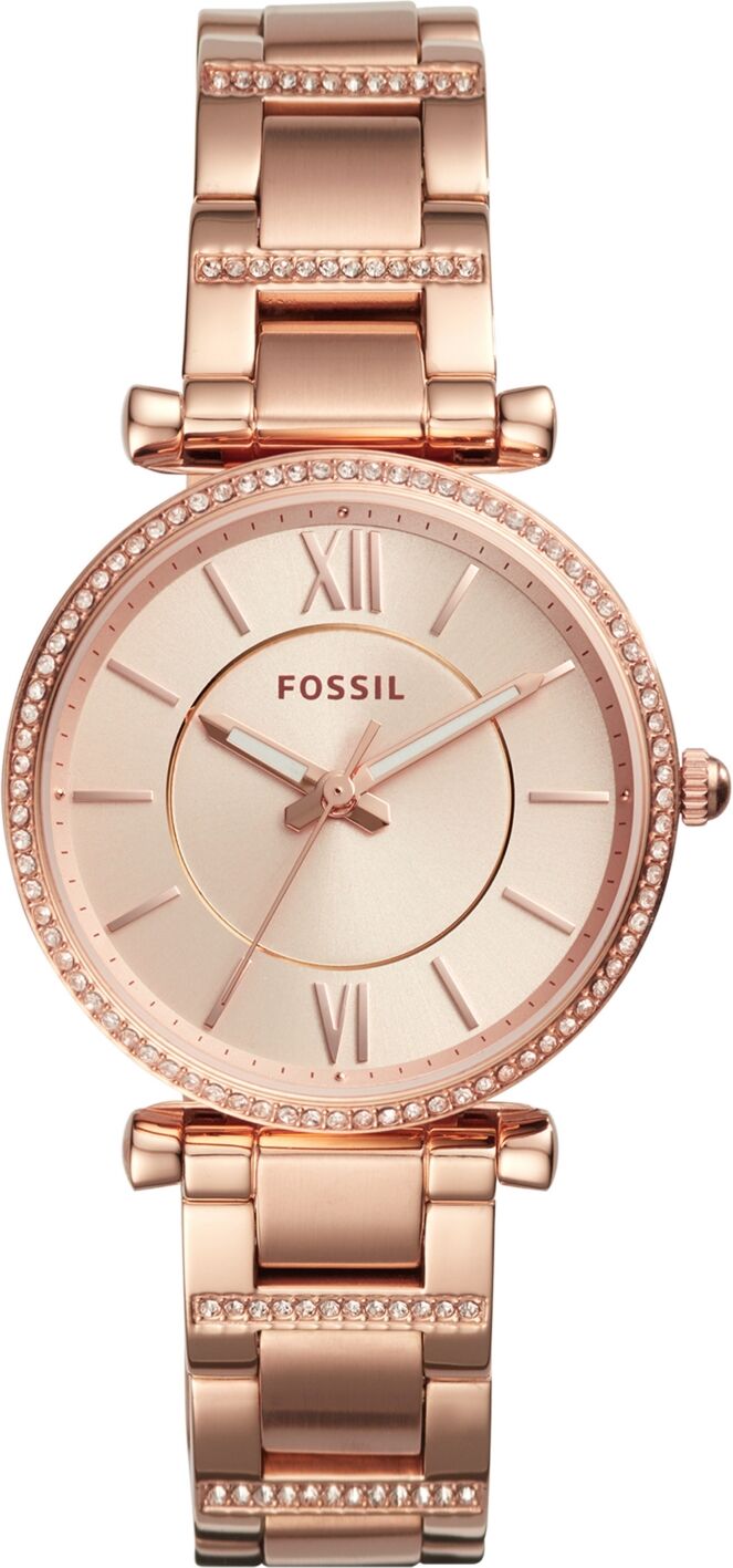 Fossil Women's Carlie Rose Gold-Tone Stainless Steel Bracelet Watch 35mm - Rose Gold/Rose Gold